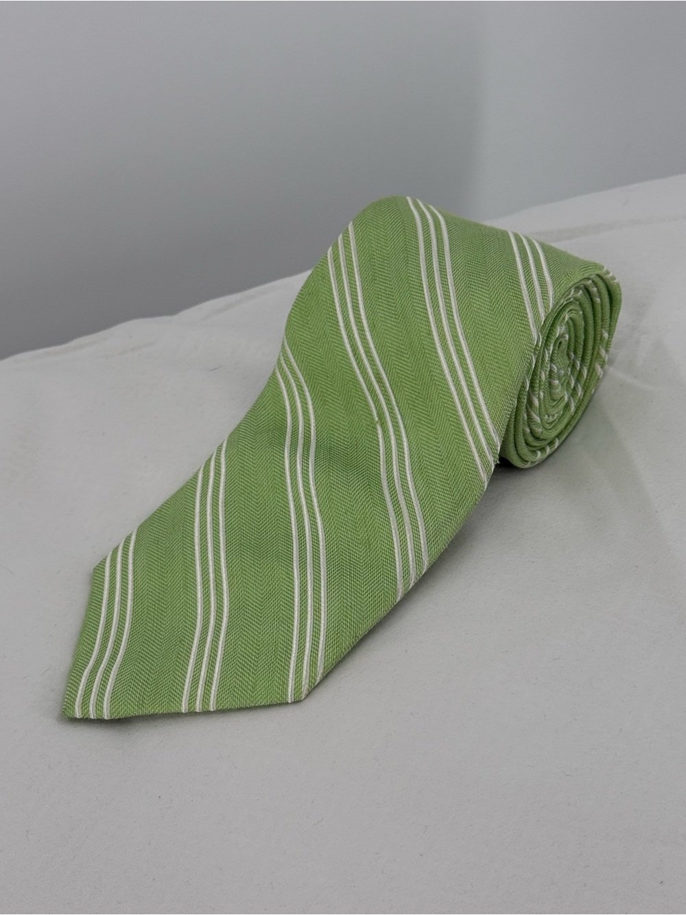 Ralph Lauren Light Green Tie with White Stripes